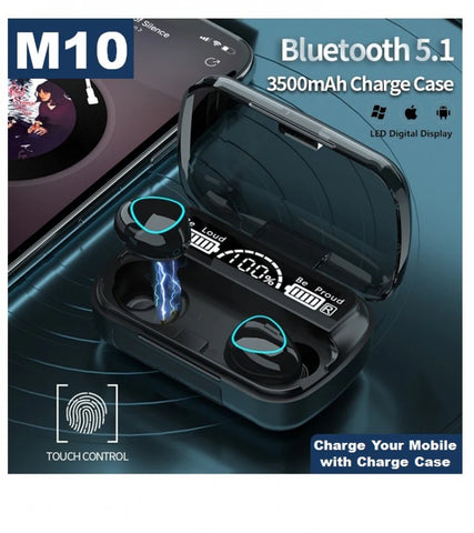 TWS M10 Earbuds Bluetooth With Touch Buds And 500 MH Power Bank